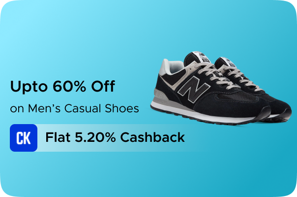 Flipkart: Upto 60% Off on Men Casual Shoes + Flat 5.20% CashKaro Cashback